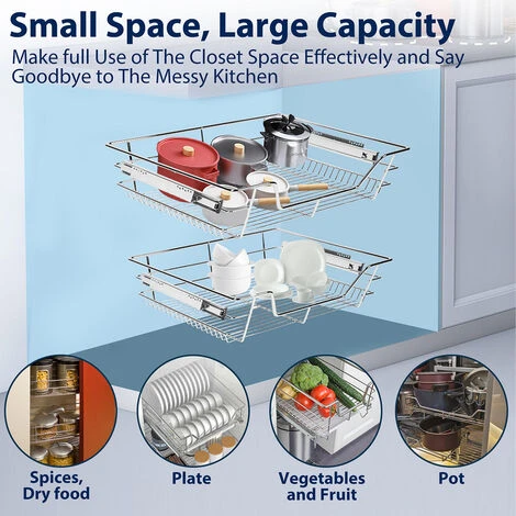 Randaco 4X Tiroir De Cuisine Télescopique D’Armoire De Cuisine Argent 30CM 6 Randaco 4X Tiroir De Cuisine Télescopique D’Armoire De Cuisine Argent 30CM – Image 4