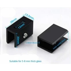 Lot De 8 Supports Carrés En Alliage D'aluminium Pour étagère En Verre (convient Pour Verre De 5-8 Mm D'épaisseur)Noir，Fonepro -Fispool Magasin 64087296 2