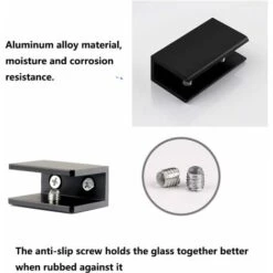 Lot De 8 Supports Carrés En Alliage D'aluminium Pour étagère En Verre (convient Pour Verre De 5-8 Mm D'épaisseur)Noir，Fonepro -Fispool Magasin 64087296 3