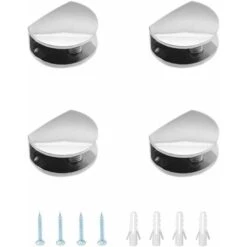 4Pcs Pince à Verre Pince Support En Alliage De Zinc Fixations Réglable Support Pour Le Verre Ou Le Bois De 8 - 10 Mm D'épaisseur Argent，Fonepro