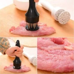 Aiguille Attendrisseur De Viande Marteau à Bifteck Manuel Pour Attendrir Le Bifteck De Porc Et De Volaille Dans La Cuisine，Silencieux Et Sans éclaboussures(Noir) -Fispool Magasin 64344331 5