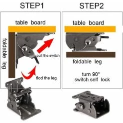 2pcs Charnières Autobloquantes, Support Pliable Raccords De Jambe, Accolade De Coin Pour Les Pieds Pliants Établi Pliant, Avec 18pcs De Vis -Fispool Magasin 64447815 4