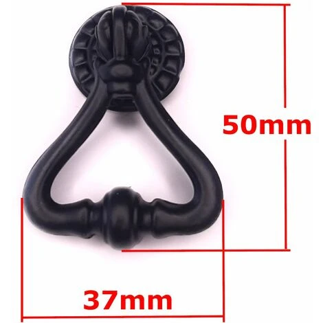 2x Anneau Pendant De Meuble Régence Ancien 50mm Bouton Armoire Tiroir, Fer Noir 4 2x Anneau Pendant De Meuble Régence Ancien 50mm Bouton Armoire Tiroir, Fer Noir – Image 2