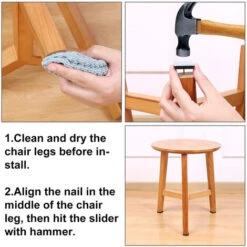 Lot De 50 Meubles Patins Coulissants En Téflon Planeurs De Meubles Avec Clous Patins De Chaise à Clouer 25x25mm -Fispool Magasin 65510459 5