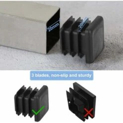 Bouchons Lamellaires à Tube Carré, 20 Pièces Bouchons à Tube 20X20mm Bouchons Pour Produits Métalliques, Chaises, Canapés, Tables, étagères, Bouchons à Tube Carré -Fispool Magasin 65628975 3