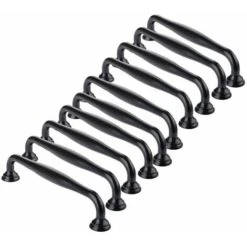 10pcs Poignée De Porte Noir Bâton Cuisine Armoire Tiroir Chambre Tirer Entraxe 96mm