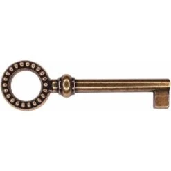 Clé De Meuble Louis XVI Perlée 74mm Zamak Finition Laiton Serrure Armoire Vintage