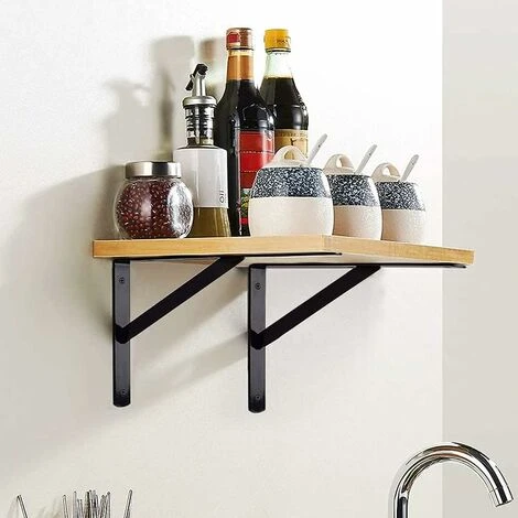 Equerres Etageres Murale, 6 Packs Supports équerre D'étagère Fixation, 15 × 9.5 CM Cadre Flottant De Supports Triangulaires De 90 Degrés En Métal Charge Lourde, Noir 6 Equerres Etageres Murale, 6 Packs Supports équerre D'étagère Fixation, 15 × 9.5 CM Cadre Flottant De Supports Triangulaires De 90 Degrés En Métal Charge Lourde, Noir – Image 4