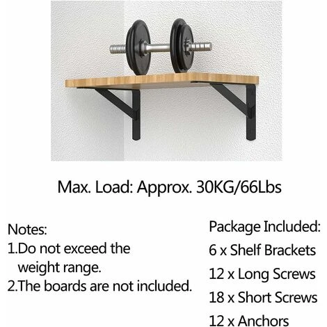 Equerres Etageres Murale, 6 Packs Supports équerre D'étagère Fixation, 15 × 9.5 CM Cadre Flottant De Supports Triangulaires De 90 Degrés En Métal Charge Lourde, Noir 7 Equerres Etageres Murale, 6 Packs Supports équerre D'étagère Fixation, 15 × 9.5 CM Cadre Flottant De Supports Triangulaires De 90 Degrés En Métal Charge Lourde, Noir – Image 5