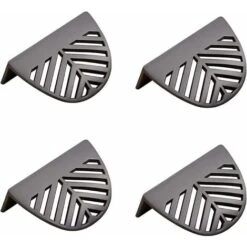 4 Stück Blattform Schrankgriffe Gold Messing Küchenmöbelgriffe Kupfer Tür Schubladengriffe-Schwarz