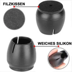 Protecteur De Sol Pour Pieds De Chaise Ronds De 37 à 42 Mm, Capuchons De Pieds De Petite Chaise En Silicone, Meilleurs Embouts De Pieds De Chaise, Noir, Paquet De 40 -Fispool Magasin 67313843 3