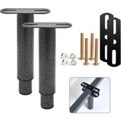 Pied De Lit, Pieds De Sommier, Lot De 2 Pied De Lit Liaison MéTal RéGlables En MéTal Pieds Pour Sommier, TrèS RéSistants Convient Pour Lattes Universel Sommier MéTal, Armoire, Canapé 18 à 33Cm (Gris)