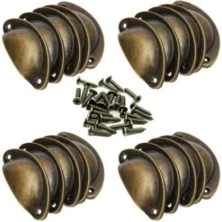 Vente Flash Poignée De Meuble-20 Poignée De Coquille Vintage Pour Tiroir Armoire Meuble Cuisine, Fer Incurvé Bouton De Porte De Placard Retro 8,2 Cm X 3,5 Cm Laiton Antique