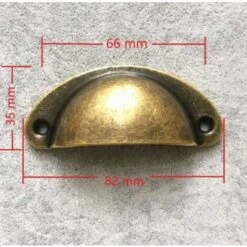 Vente Flash Poignée De Meuble-20 Poignée De Coquille Vintage Pour Tiroir Armoire Meuble Cuisine, Fer Incurvé Bouton De Porte De Placard Retro 8,2 Cm X 3,5 Cm Laiton Antique -Fispool Magasin 68903116 3