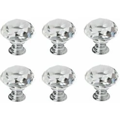 Déstockage 6 Pièces Bouton De Cristal Poignées De Diamant, Tiroir De Porte Poignée à Diamant Clair Avec Vis, Unique Trou Rond Boutons De Tiroir Pour La Décoration De Cuisine Ou D'ameublement -- 30mm