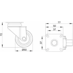 4x Roulette Meuble 50mm Caoutchouc Soft Anti Rayure Gris Pivotante Sans Frein Universelle Mini Rouleau Pied Lit Casier Chariot Poubelle Rangement Table Basse Roue -Fispool Magasin 69559124 2