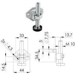 4x Ferrure D'assemblage Support Pied Base Table Chaise Meuble Etagère Fixation Attache Réglable, Avec écrou Sans Vérin Vis -Fispool Magasin 69801330 2