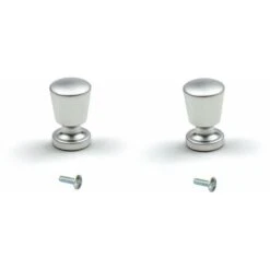 2x Bouton De Meuble à Visser 15mm Acier Satin Chromé Porte Tiroir Cuisine Salle De Bain Design Moderne