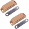 2x Loqueteau Magnétique Rectangulaire Avec Contre Plaque Acier Loquet Aimant Armoire Meuble Placard Frigo, Beige