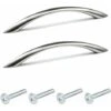 2x Poignée De Meuble Acier Finition Chrome Satiné Entraxe 128mm Longueur 156mm Hauteur 20mm Placard Porte Cuisine Armoire Tiroir Buffet -Fispool Magasin 70493658 1