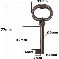 Clé De Serrure 77mm Rond Aspect Bronze Foncé Meuble Ancien Décoration Rustique Armoire Vintage Patiné -Fispool Magasin 70529146 3