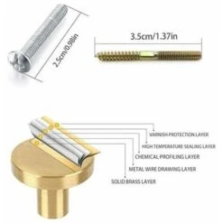 Poignée Ronde Bouton En Laiton, 6 Pièces Solide 25Mm Matériel Meubles Armoire Porte Tiroir Commodes Poignées Boutons Avec Vis Pour Cuisine Salle De Bain Chambre -Fispool Magasin 70584419 3