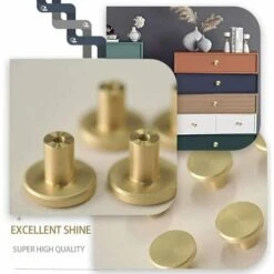 Poignée Ronde Bouton En Laiton, 6 Pièces Solide 25Mm Matériel Meubles Armoire Porte Tiroir Commodes Poignées Boutons Avec Vis Pour Cuisine Salle De Bain Chambre -Fispool Magasin 70584419 5