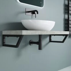 Sogood 1 Pièce Equerre De Fixation Plan De Toilette étagère Tablette Murale Acier Inox Noir 45cm WH02