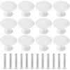 12x Boutons De Tiroir Vintage 30mm Poignées De Placard De Cuisine Pour Commode Et Armoire Meuble Avec Vis - Blanc