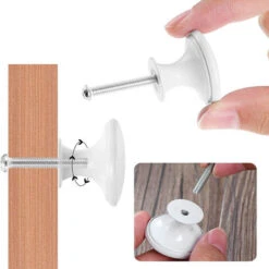 12x Boutons De Tiroir Vintage 30mm Poignées De Placard De Cuisine Pour Commode Et Armoire Meuble Avec Vis - Blanc -Fispool Magasin 71604605 3