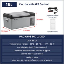 Mini Réfrigérateur Portable Frigo Voiture 15L Pour Voiture + APP 12-24V 110-240V -20-20 Degré 57x32x26cm -Fispool Magasin 71627070 2