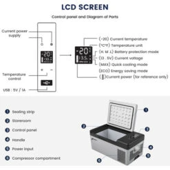 Mini Réfrigérateur Portable Frigo Voiture 15L Pour Voiture + APP 12-24V 110-240V -20-20 Degré 57x32x26cm -Fispool Magasin 71627070 3