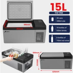 Mini Réfrigérateur Portable Frigo Voiture 15L Pour Voiture + APP 12-24V 110-240V -20-20 Degré 57x32x26cm -Fispool Magasin 71627070 4