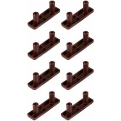 8x Patin Glisseur 50 X 15mm à Encastrer Ø8mm Entraxe 32mm Pied Meuble Anti Rayure Protection Sol Plancher Parquet Encastrable, Marron Foncé