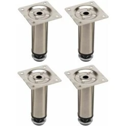 4x Pied De Meuble Ajustable ±13mm Base Ronde Ø30mm En Acier Finition Chrome Poli à Visser Meuble TV Réglable Canapé Buffet Armoire Table Lit Bureau Bricolage, 100mm