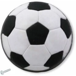 Bouton De Meuble Plastique Motif Ballon De Football Diamètre 40mm Hauteur 28mm Avec Vis Porte Poignée Commode Etagère Cuisine Salle De Bain Chambre Enfant Fille Garçon Armoire