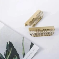 Promotion Feuille Forme Tiroir Poignée En Laiton Meubles Porte Bouton Pull Cabinet Armoire Poignée De Porte ( 2PCS) -Fispool Magasin 72660194 3