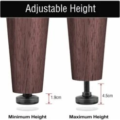 4 Pièces Pieds à Vérin Pieds De Meuble Ajustables Pieds De Nivellement Pied Réglable,Vis De Réglage Avec Base En Caoutchouc Antidérapant Et Écrou En T Pour Meuble -Fispool Magasin 73912549 3