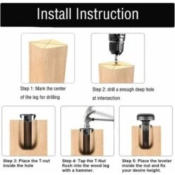 4 Pièces Pieds à Vérin Pieds De Meuble Ajustables Pieds De Nivellement Pied Réglable,Vis De Réglage Avec Base En Caoutchouc Antidérapant Et Écrou En T Pour Meuble -Fispool Magasin 73912549 4