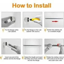 Barre De Penderie Extensible En Acier Inoxydable 51cm à 80cm Tringle à Rideaux Télescopique Ajustable Tube De Penderie Extensible Anticorrosion Pour Penderie Salle De Bains Cuisine Chambre -Fispool Magasin 74638328 4