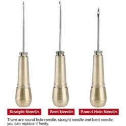 Poinçon De Couture En Cuir De Toile 3 Aiguilles Poinçon De Cuivre Poinçon De Couture Outil De Réparation De Chaussures En Cuir -Fispool Magasin 75582631 3