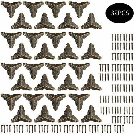 LOY 32 Pièces Coin Vintage Metal, Coins De Protection Metal, Coin En Bronze Antique, Meubles Protections Décoratifs Boîte En Bois, Pour Tables, Armoires, Meubles, Boîtes à Bijoux - Bronze 4 LOY 32 Pièces Coin Vintage Metal, Coins De Protection Metal, Coin En Bronze Antique, Meubles Protections Décoratifs Boîte En Bois, Pour Tables, Armoires, Meubles, Boîtes à Bijoux - Bronze – Image 2