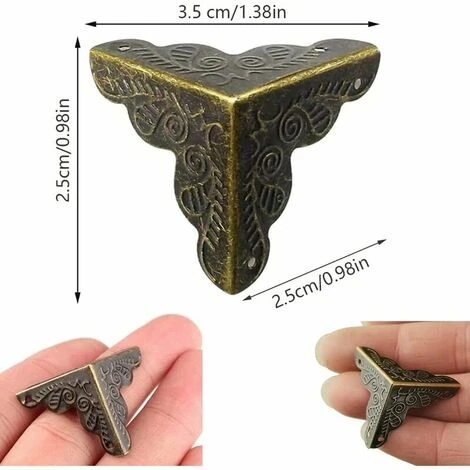 LOY 32 Pièces Coin Vintage Metal, Coins De Protection Metal, Coin En Bronze Antique, Meubles Protections Décoratifs Boîte En Bois, Pour Tables, Armoires, Meubles, Boîtes à Bijoux - Bronze 5 LOY 32 Pièces Coin Vintage Metal, Coins De Protection Metal, Coin En Bronze Antique, Meubles Protections Décoratifs Boîte En Bois, Pour Tables, Armoires, Meubles, Boîtes à Bijoux - Bronze – Image 3