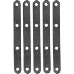5x Patte D'assemblage Plaque De Connexion Perforée Bouts Ronds Platine En Zinc Blanc Ferrure Fixation Support Droit Réparation Renfort Meuble Lit Bureau, 140x15x2mm
