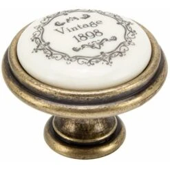 1x Bouton De Meuble 35mm Finition Porcelaine Bronze Vintage époque Rustique Maison Tiroir