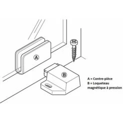 2x Loqueteau Magnétique à Pression Simple Pour Portes En Verre Force 1,8kg à Visser Aimant Vitre Vitrine Meuble Etagère Blocage Fermeture, En Plastique Blanc -Fispool Magasin 76392679 3