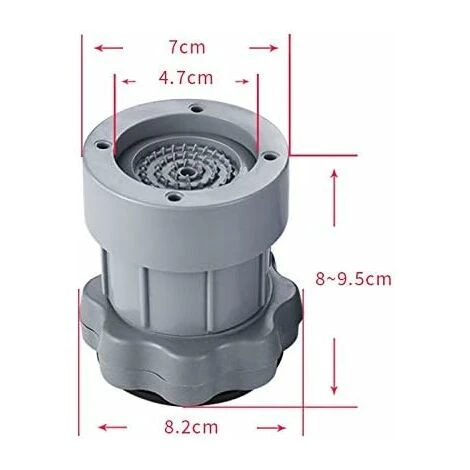 Lot De 4 Patins Antidérapants Et Réglables En Hauteur Pour Machine à Laver - Gris 5 Lot De 4 Patins Antidérapants Et Réglables En Hauteur Pour Machine à Laver - Gris – Image 3