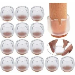 16 Pièces Rond Carré Silicone Protection Meubles Pied Tapis Anti-rayures Protecteur 26-31mm