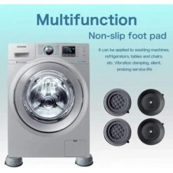 Amortisseurs Lave Linge,4 Pièces Tapis Anti-Vibration Pour Machine à Laver,Tampons À Pied Machine À Laver,Pieds Anti-dérapants Lave-Linge,Coussinets Pied De Machine à Laver Anti Vibration -Fispool Magasin 77854818 3