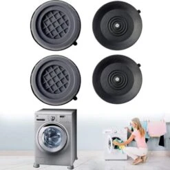 Amortisseurs Lave Linge,4 Pièces Tapis Anti-Vibration Pour Machine à Laver,Tampons À Pied Machine À Laver,Pieds Anti-dérapants Lave-Linge,Coussinets Pied De Machine à Laver Anti Vibration -Fispool Magasin 77854818 4